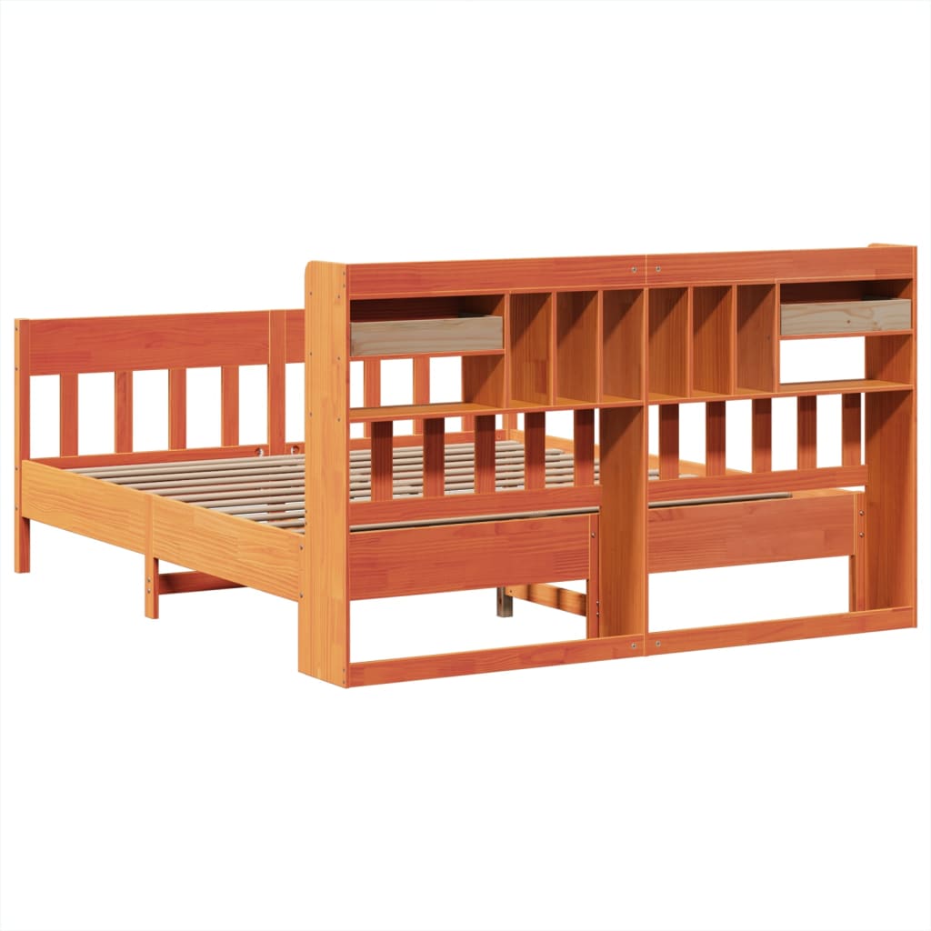 Bed Frame without Mattress Wax Brown 200x200 cm Solid Wood Pine