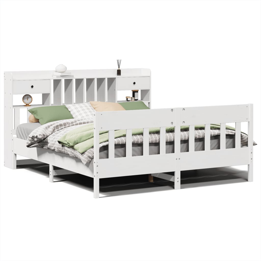 Bed Frame without Mattress White 180x200 cm Super King Solid Wood Pine