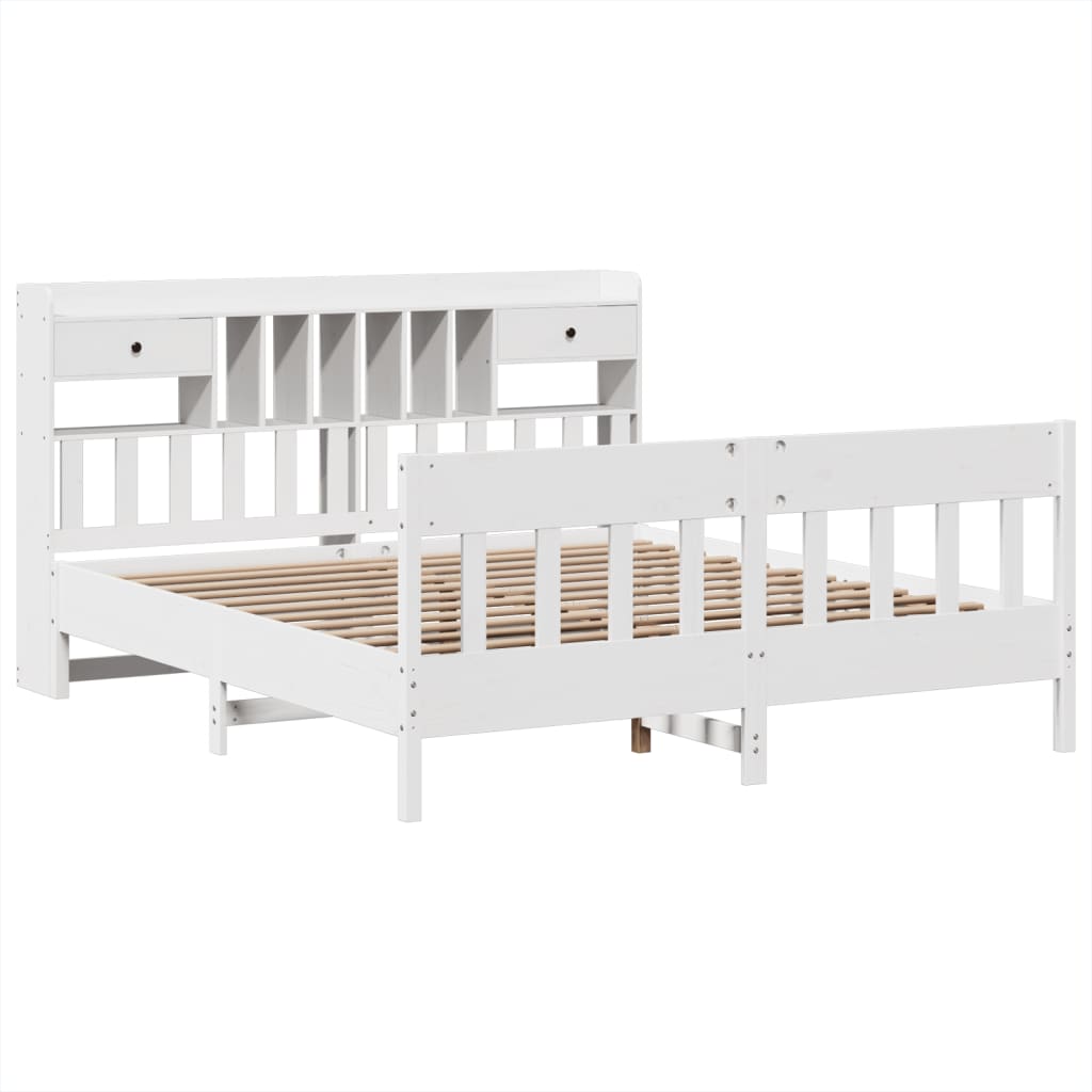 Bed Frame without Mattress White 180x200 cm Super King Solid Wood Pine