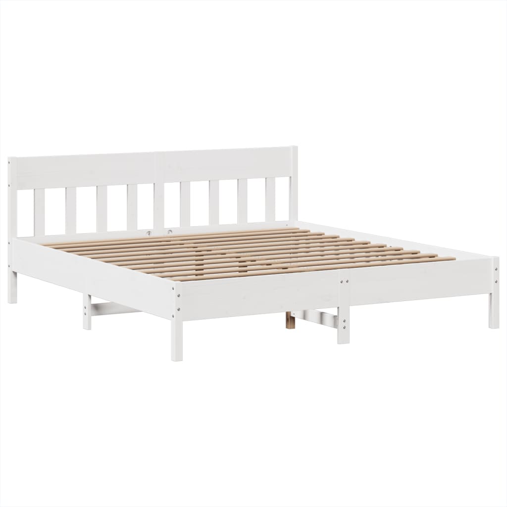 Bed Frame without Mattress White 180x200 cm Super King Solid Wood Pine