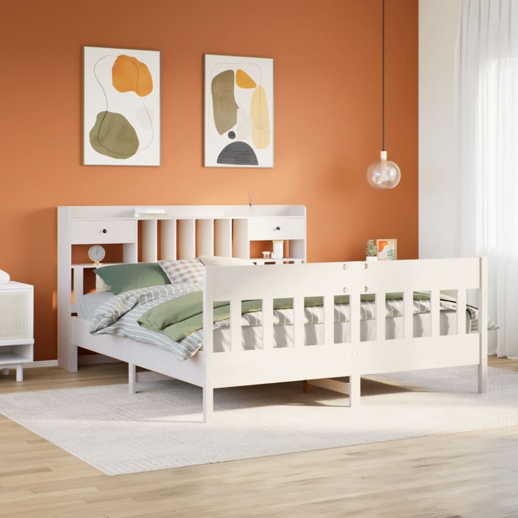 Bed Frame without Mattress White 180x200 cm Super King Solid Wood Pine