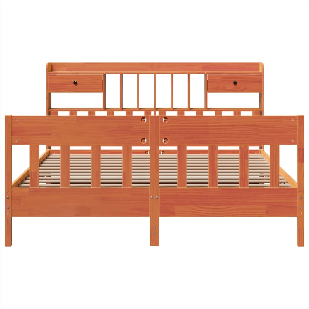 Bed Frame without Mattress Wax Brown 180x200 cm Super King Solid Wood Pine