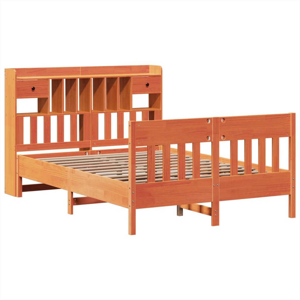 Bed Frame without Mattress Wax Brown 160x200 cm Solid Wood Pine