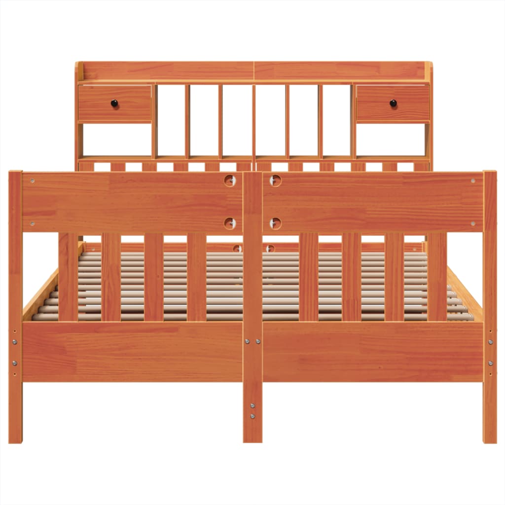 Bed Frame without Mattress Wax Brown 160x200 cm Solid Wood Pine