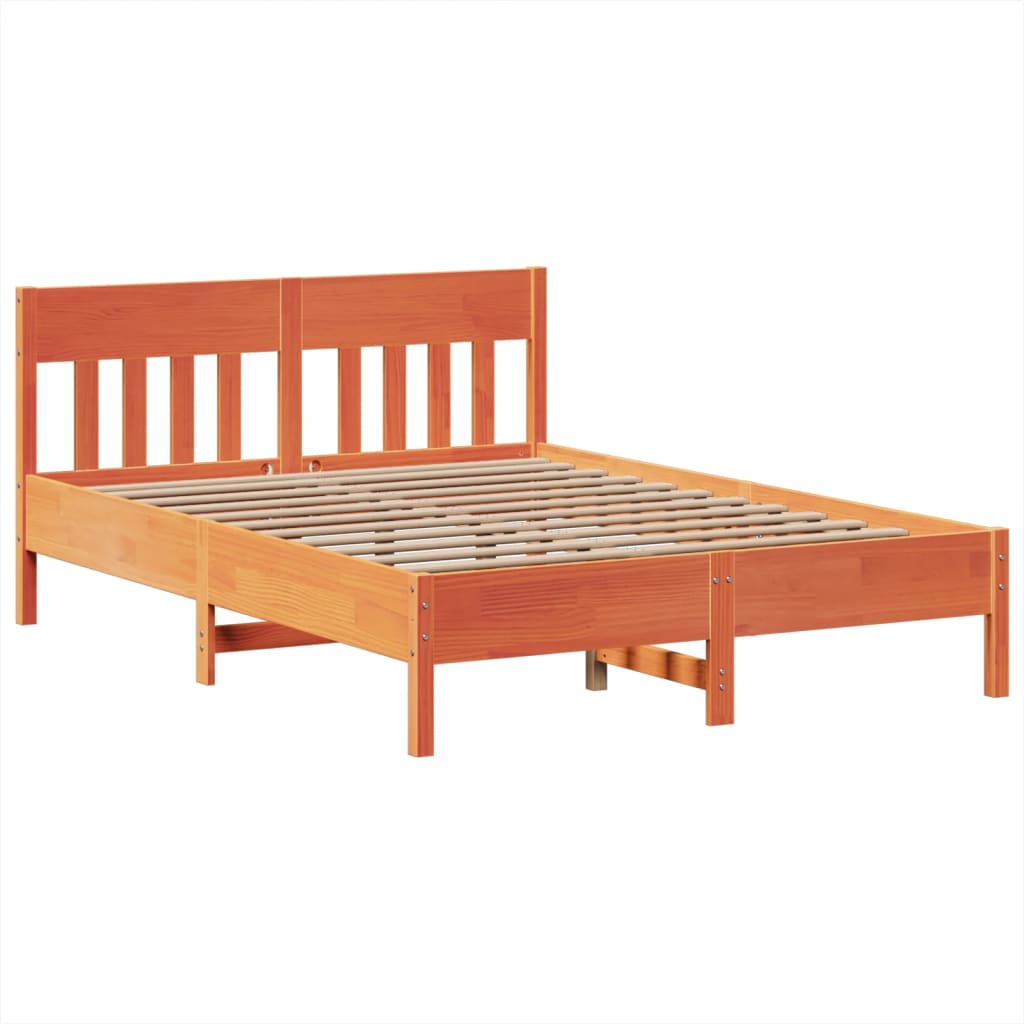 Bed Frame without Mattress Wax Brown 160x200 cm Solid Wood Pine