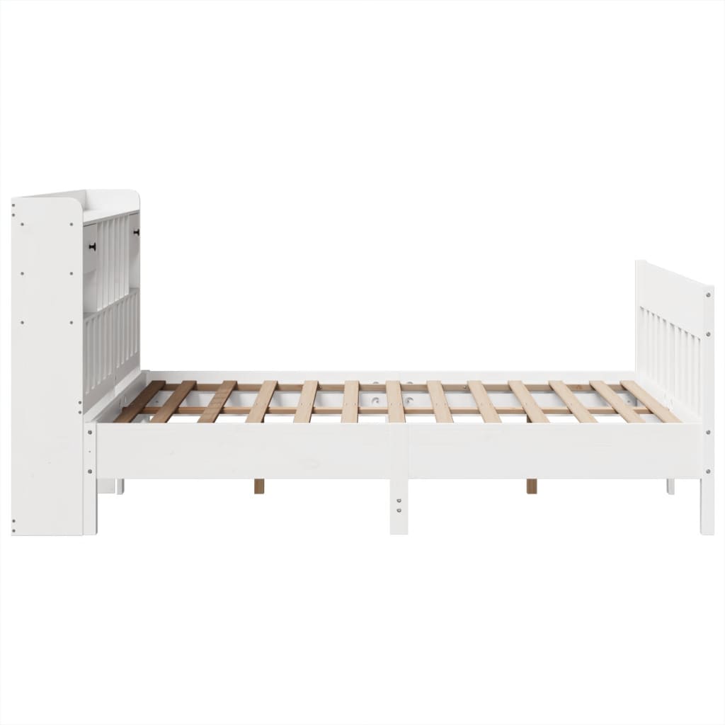 Bed Frame without Mattress White 150x200 cm King Size Solid Wood Pine