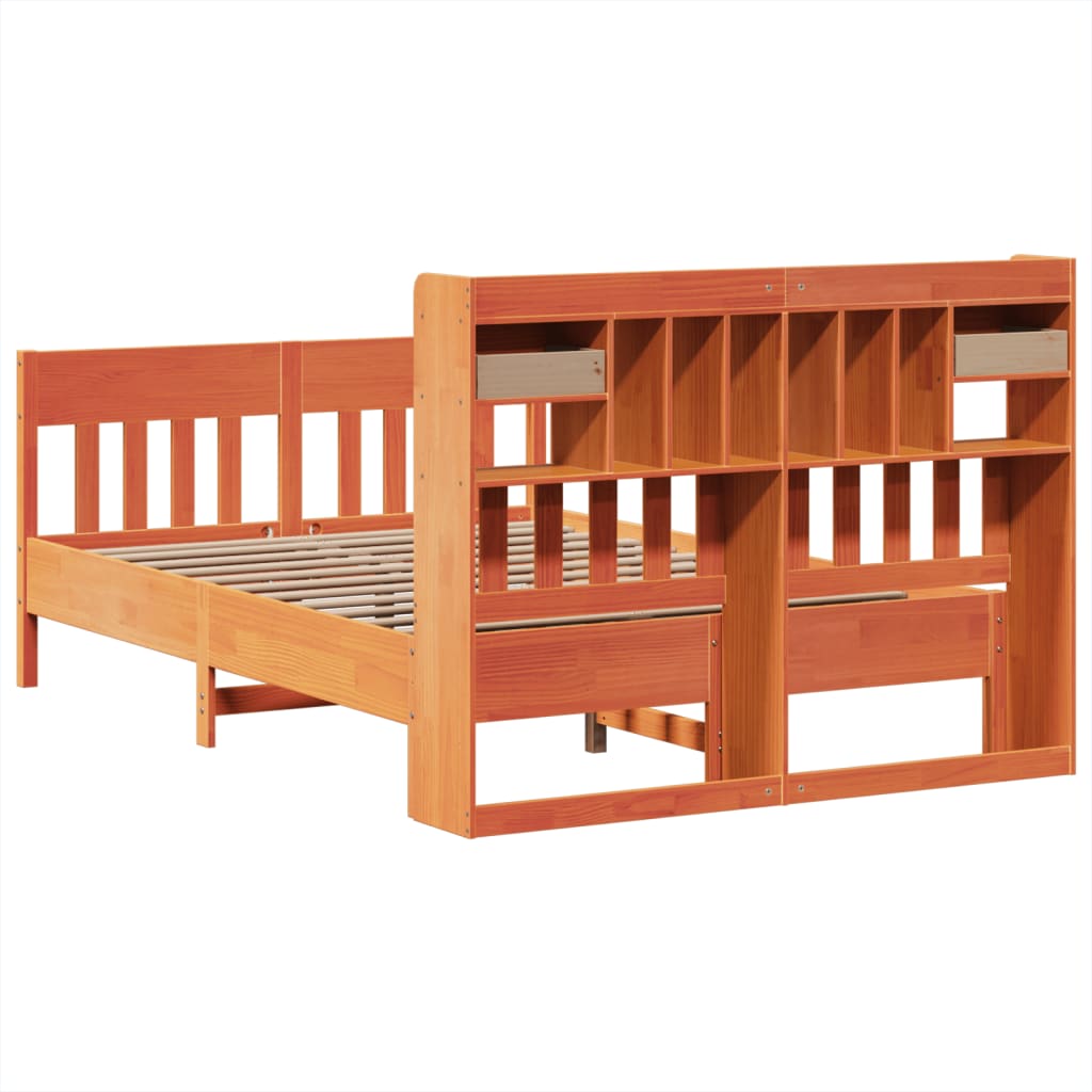 Bed Frame without Mattress Wax Brown 150x200 cm King Size Solid Wood Pine