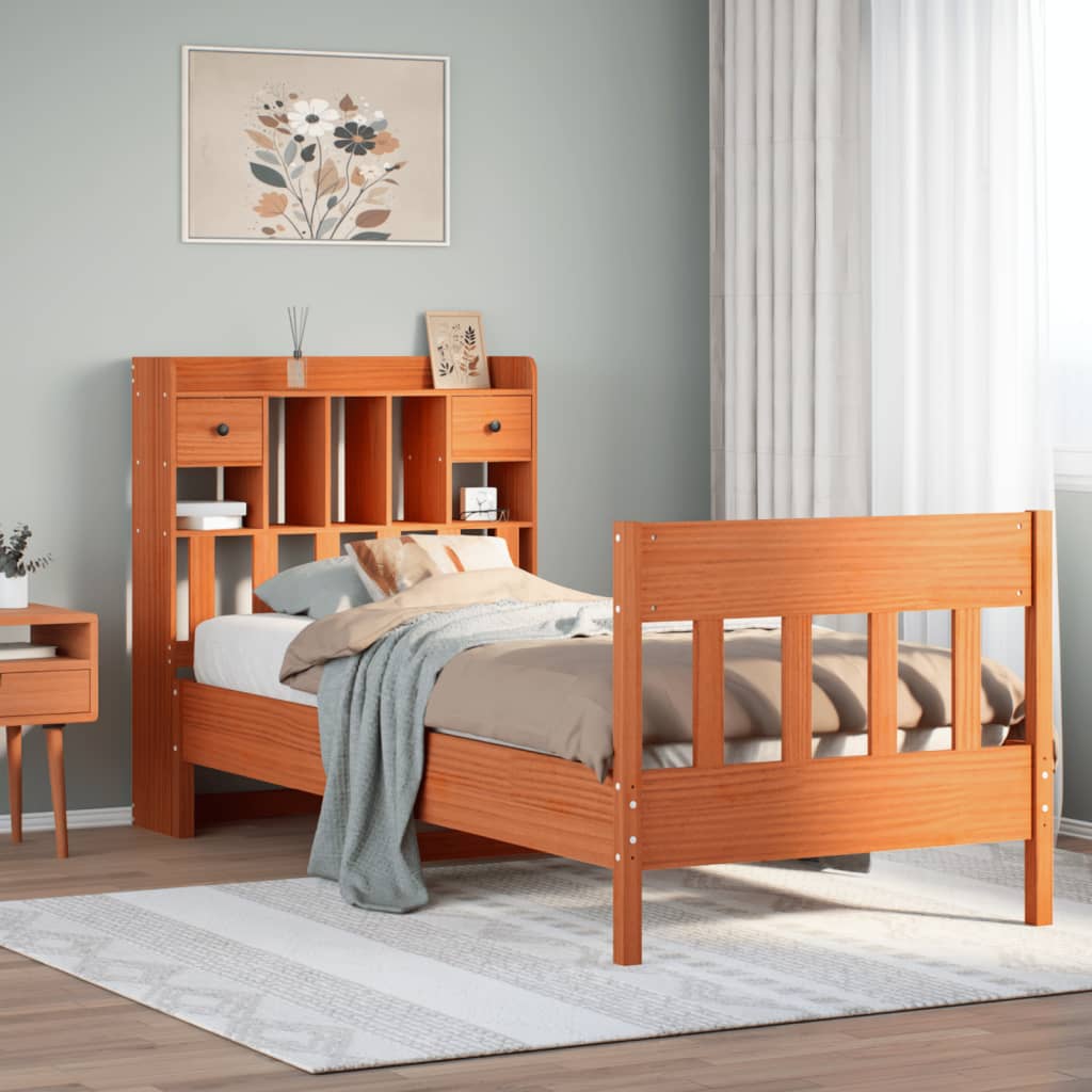 Bed Frame without Mattress Wax Brown 100x200 cm Solid Wood Pine