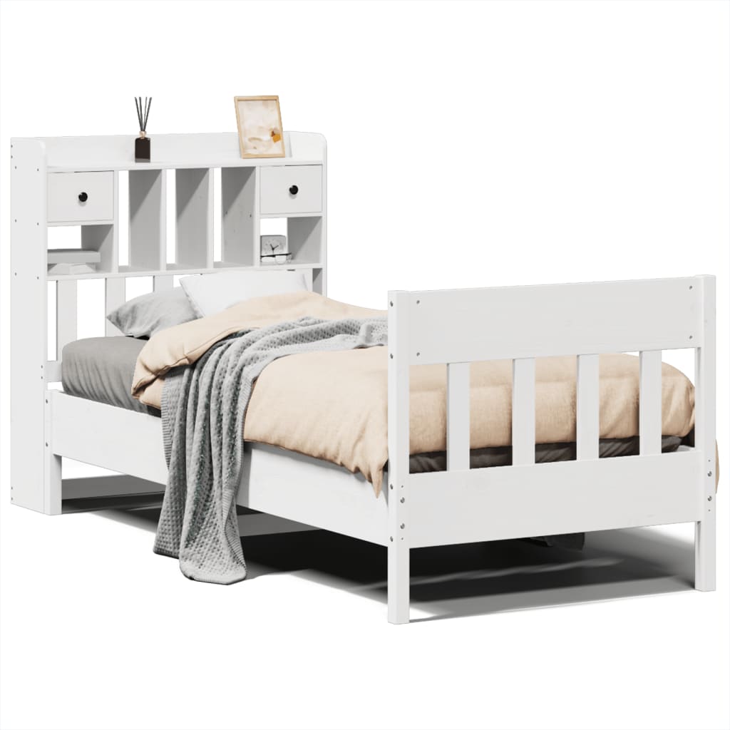 Bed Frame without Mattress White 90x200 cm Solid Wood Pine