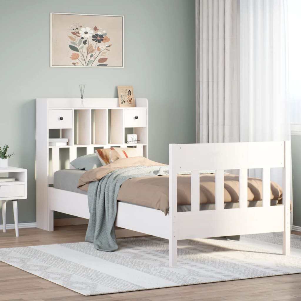 Bed Frame without Mattress White 90x200 cm Solid Wood Pine
