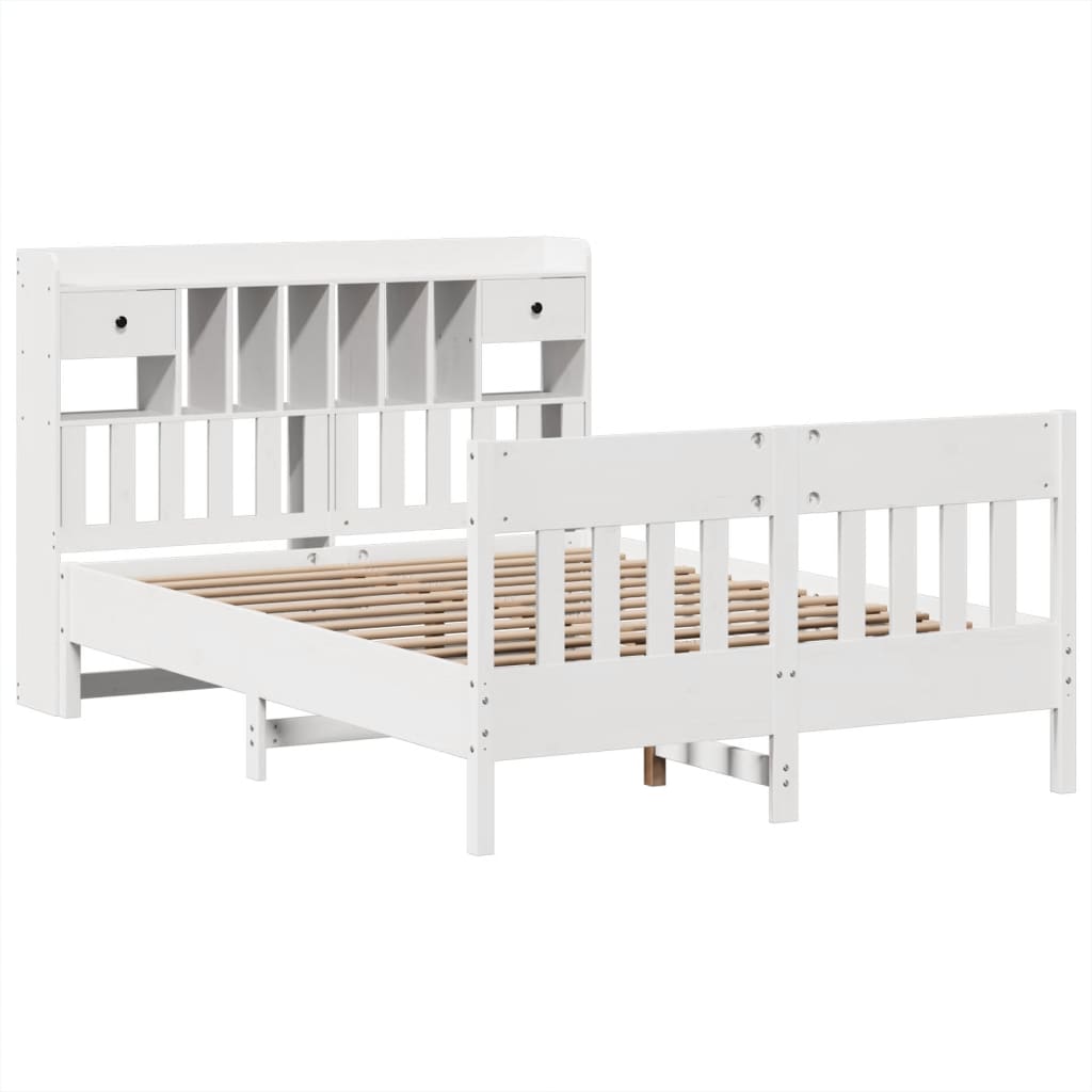 Bed Frame without Mattress White 140x190 cm Solid Wood Pine