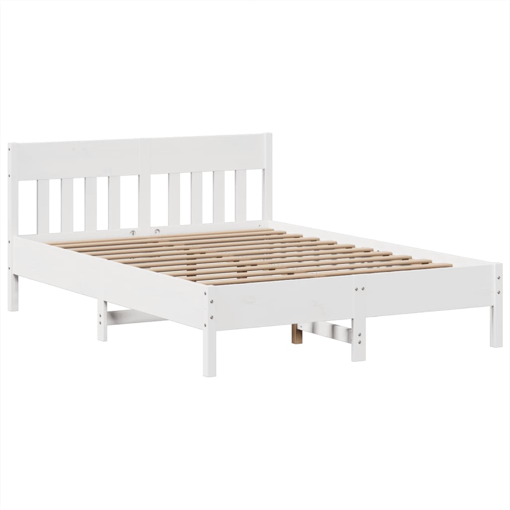 Bed Frame without Mattress White 140x190 cm Solid Wood Pine