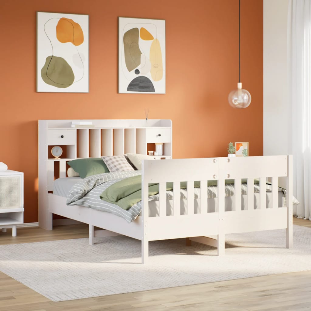 Bed Frame without Mattress White 140x190 cm Solid Wood Pine