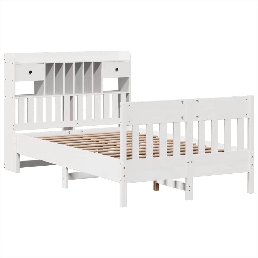 Bed Frame without Mattress White 135x190 cm Solid Wood Pine