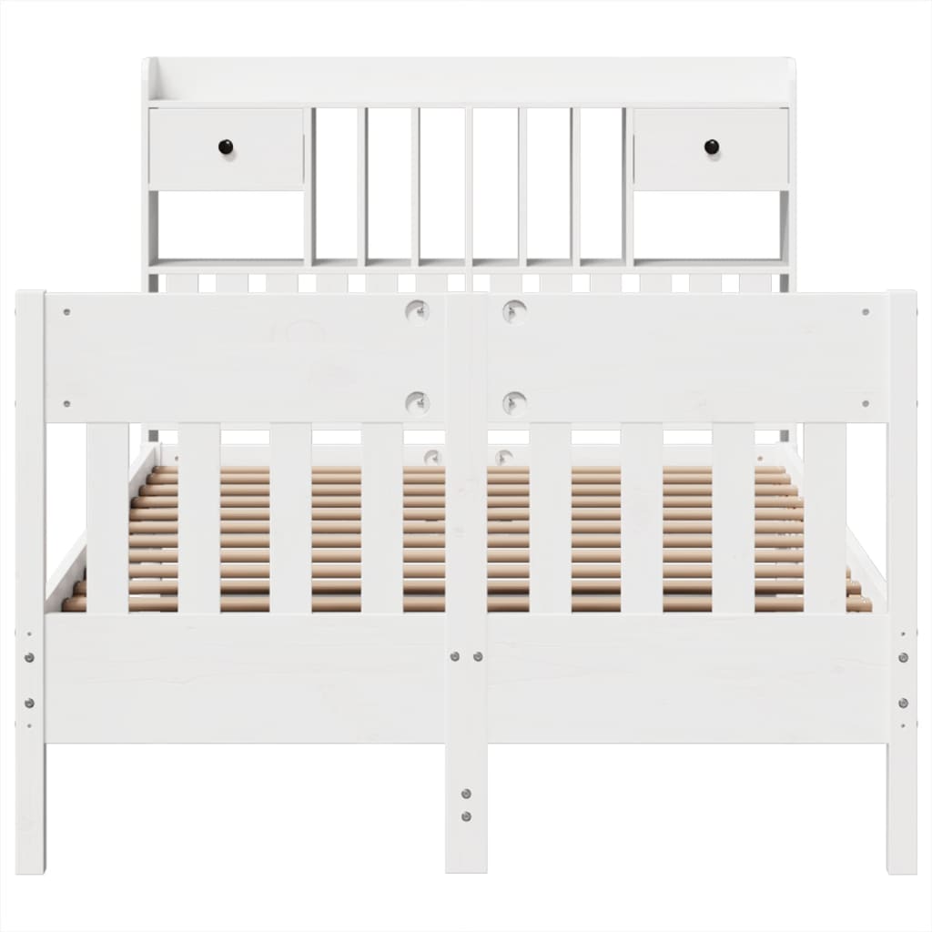 Bed Frame without Mattress White 135x190 cm Solid Wood Pine