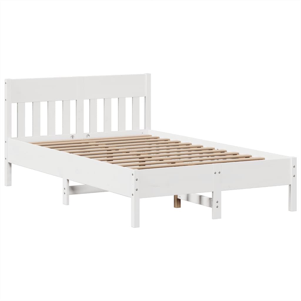 Bed Frame without Mattress White 135x190 cm Solid Wood Pine