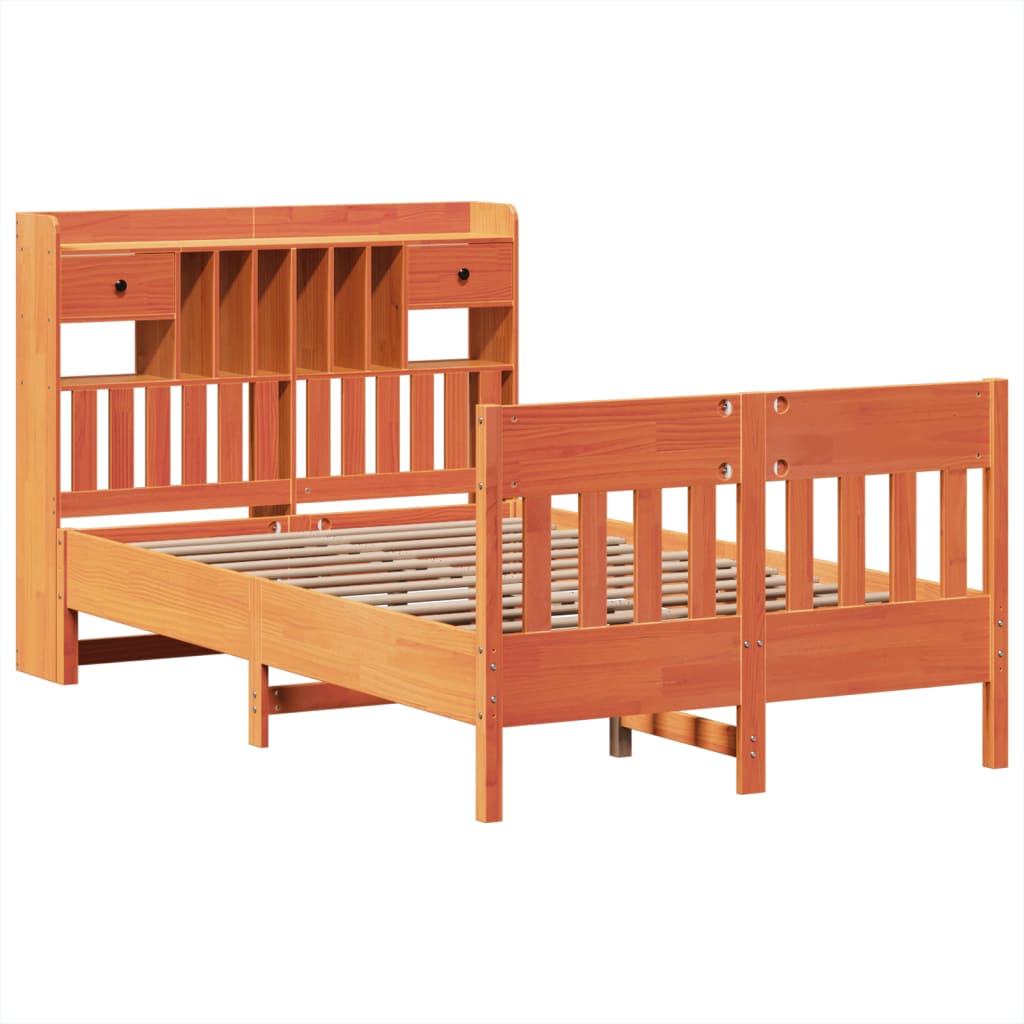 Bed Frame without Mattress Wax Brown 135x190 cm Solid Wood Pine