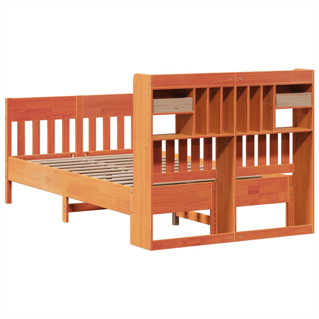 Bed Frame without Mattress Wax Brown 135x190 cm Solid Wood Pine