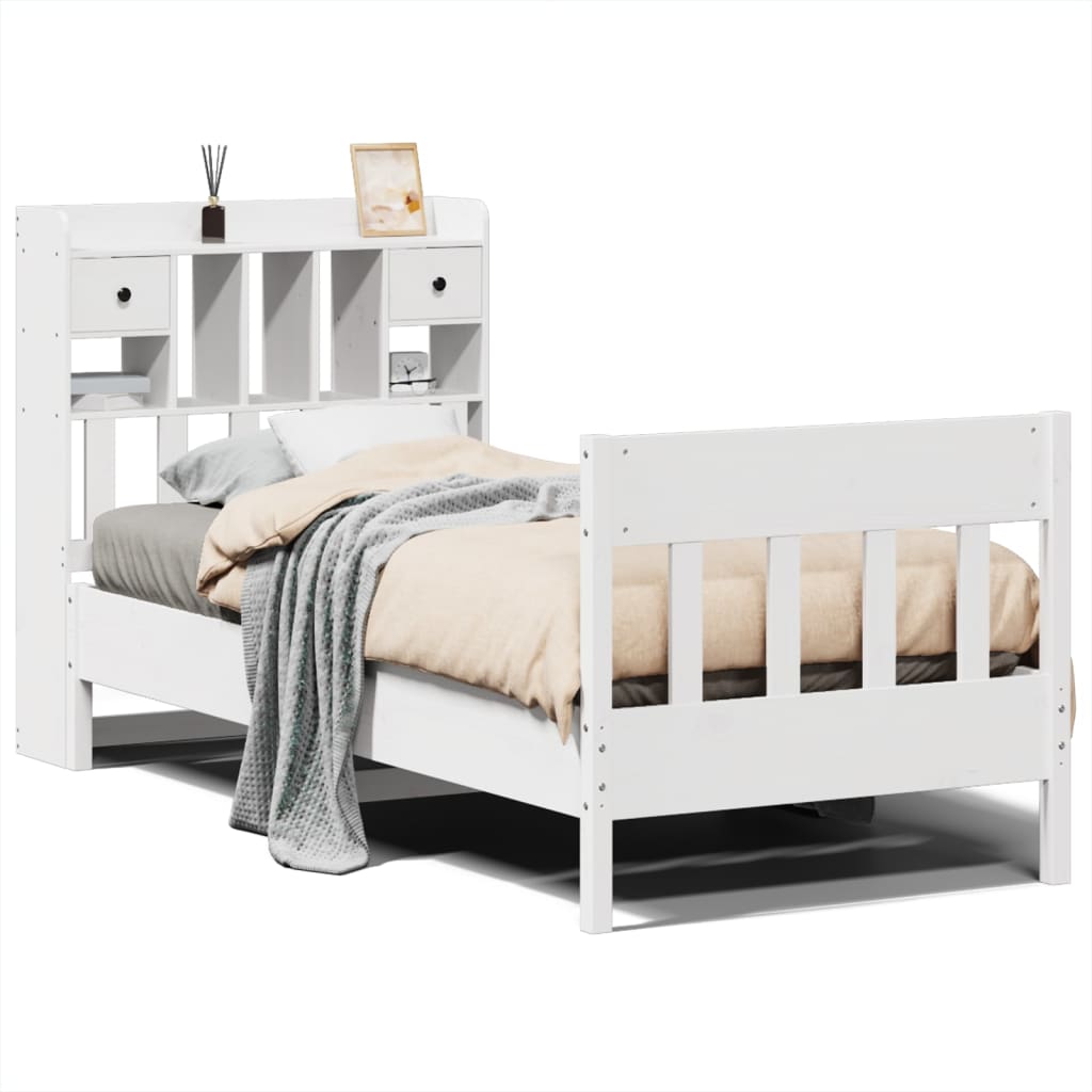 Bed Frame without Mattress White 90x190 cm Single Solid Wood Pine