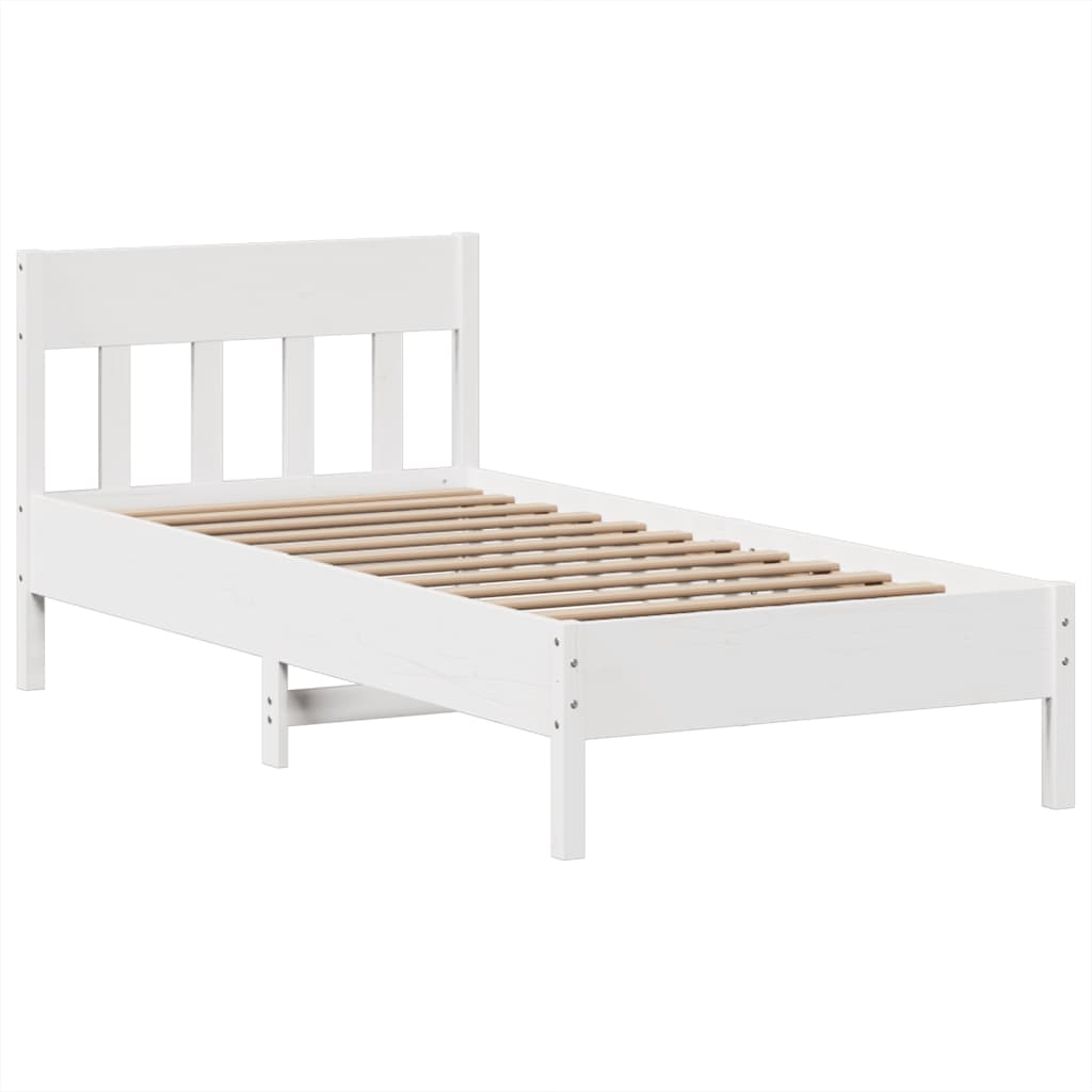 Bed Frame without Mattress White 90x190 cm Single Solid Wood Pine