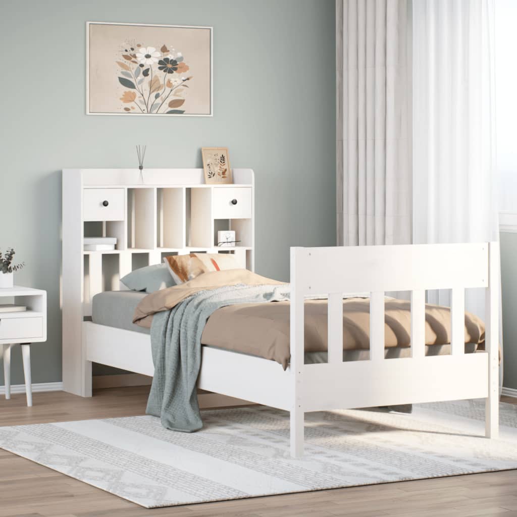 Bed Frame without Mattress White 90x190 cm Single Solid Wood Pine