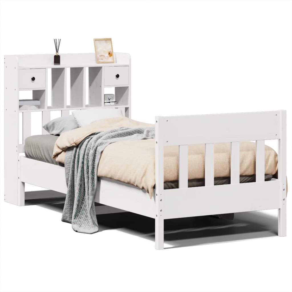 Bed Frame without Mattress White 75x190 cm Small Single Solid Wood Pine