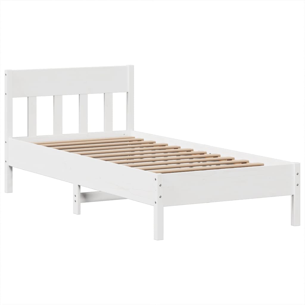 Bed Frame without Mattress White 75x190 cm Small Single Solid Wood Pine