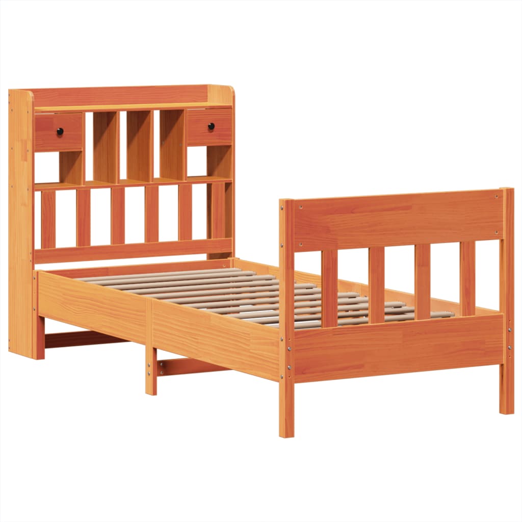 Bed Frame without Mattress Wax Brown 75x190 cm Small Single Solid Wood Pine