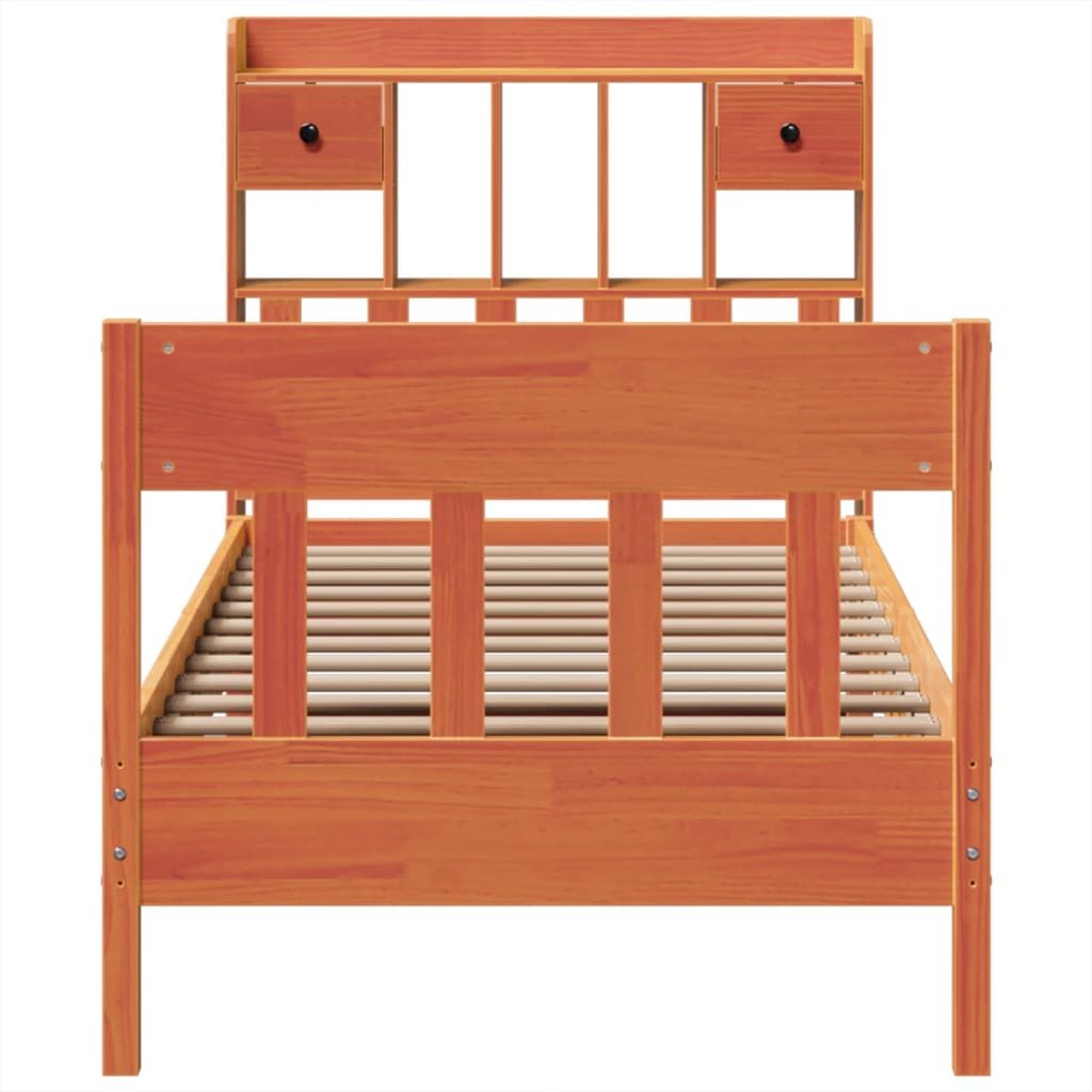 Bed Frame without Mattress Wax Brown 75x190 cm Small Single Solid Wood Pine