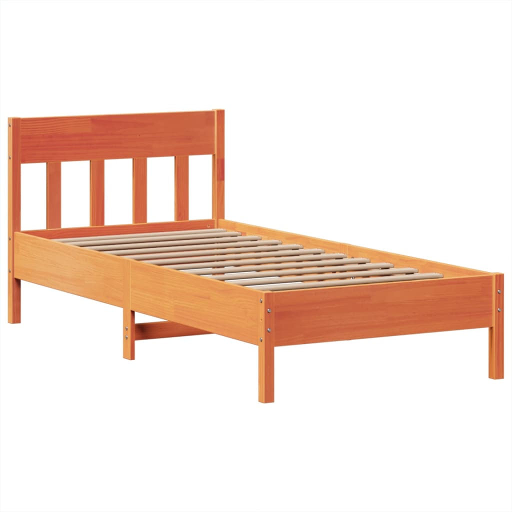 Bed Frame without Mattress Wax Brown 75x190 cm Small Single Solid Wood Pine