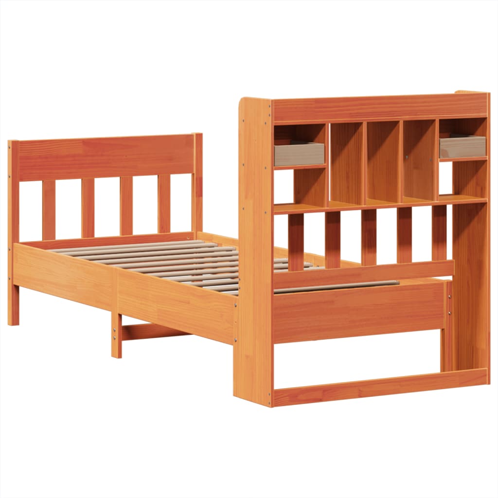 Bed Frame without Mattress Wax Brown 75x190 cm Small Single Solid Wood Pine