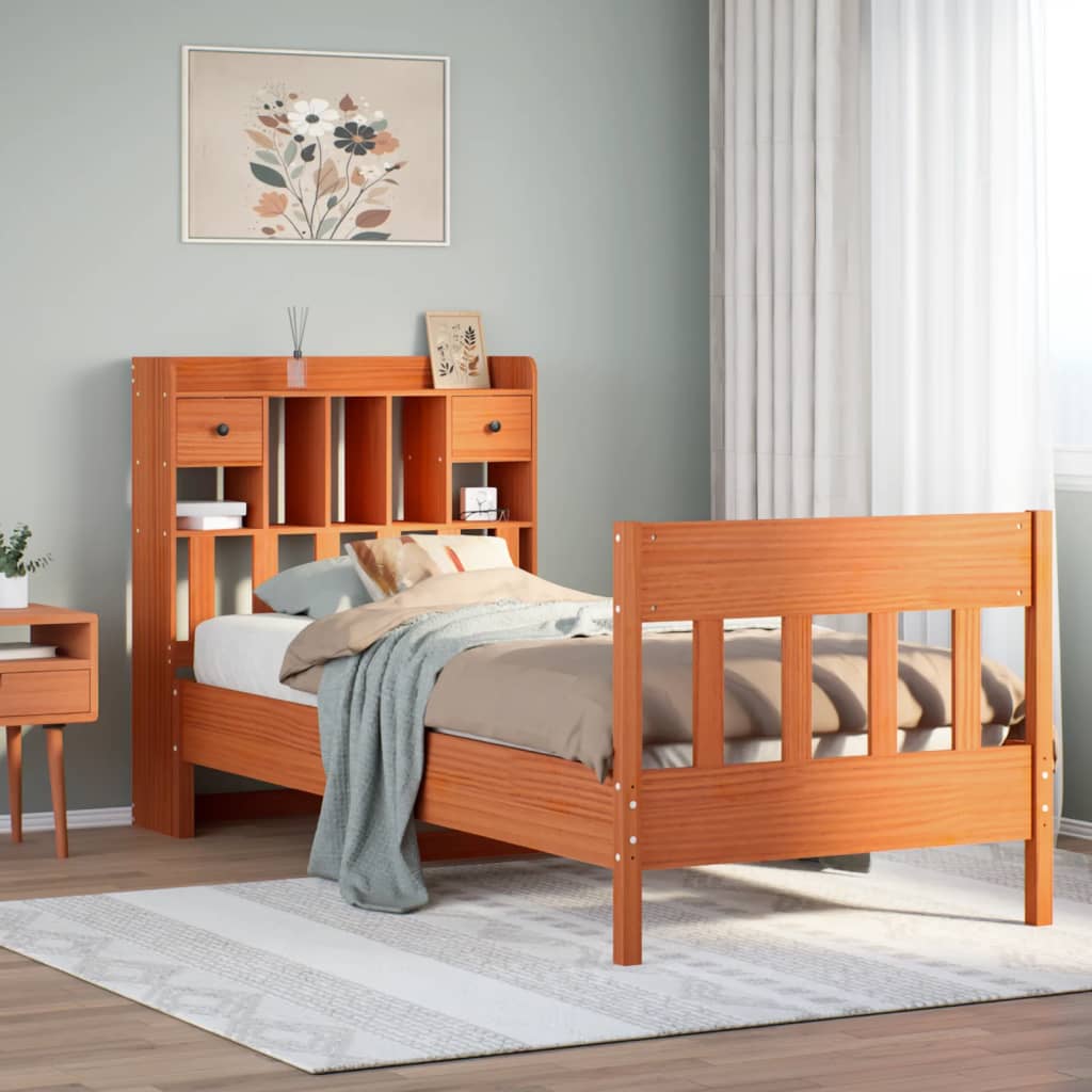 Bed Frame without Mattress Wax Brown 75x190 cm Small Single Solid Wood Pine