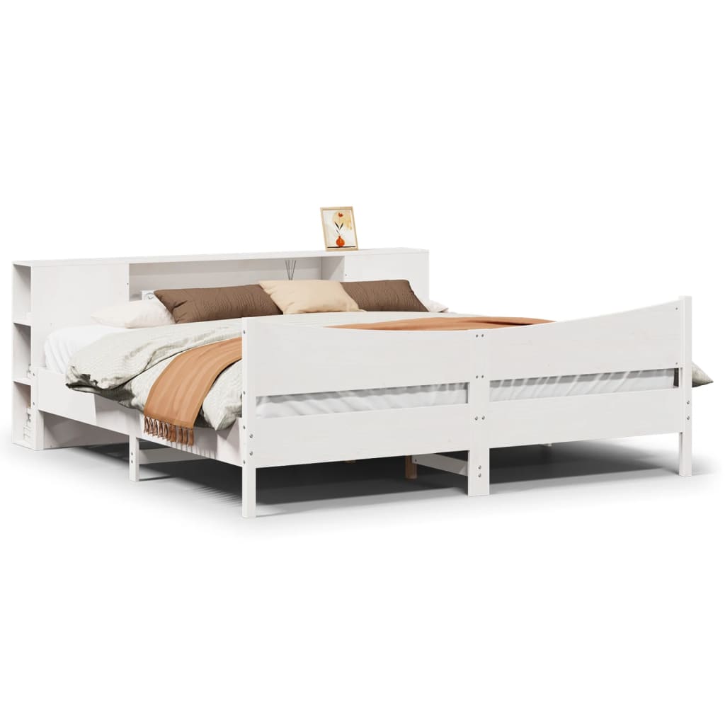 Bed Frame without Mattress White 200x200 cm Solid Wood Pine