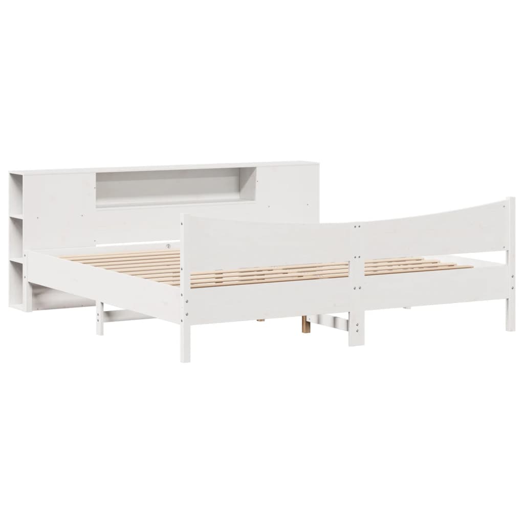 Bed Frame without Mattress White 200x200 cm Solid Wood Pine