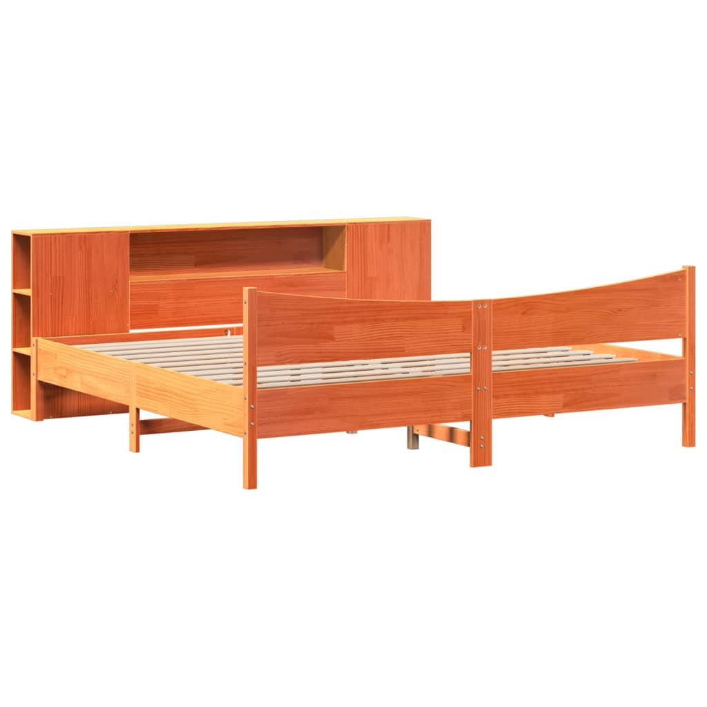 Bed Frame without Mattress Wax Brown 200x200 cm Solid Wood Pine