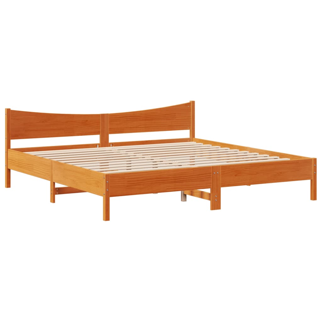 Bed Frame without Mattress Wax Brown 200x200 cm Solid Wood Pine