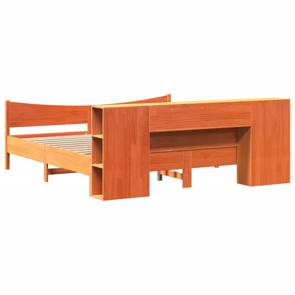 Bed Frame without Mattress Wax Brown 200x200 cm Solid Wood Pine