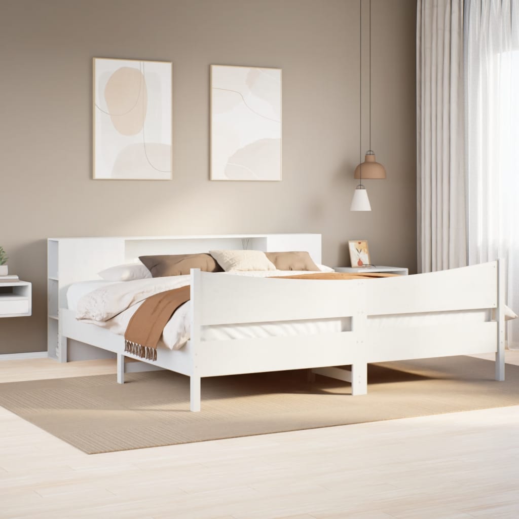 Bed Frame without Mattress White 180x200 cm Super King Solid Wood Pine
