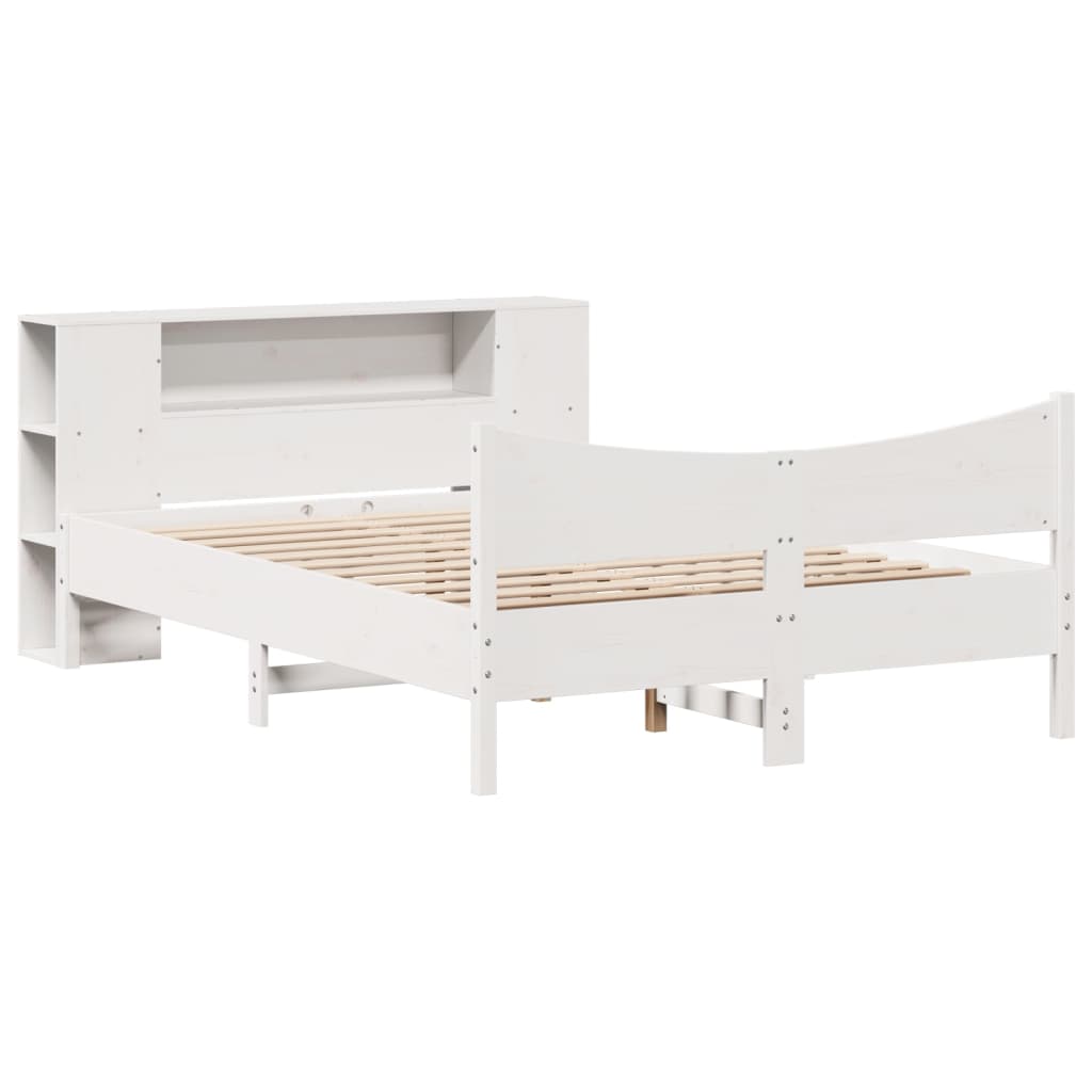 Bed Frame without Mattress White 150x200 cm King Size Solid Wood Pine