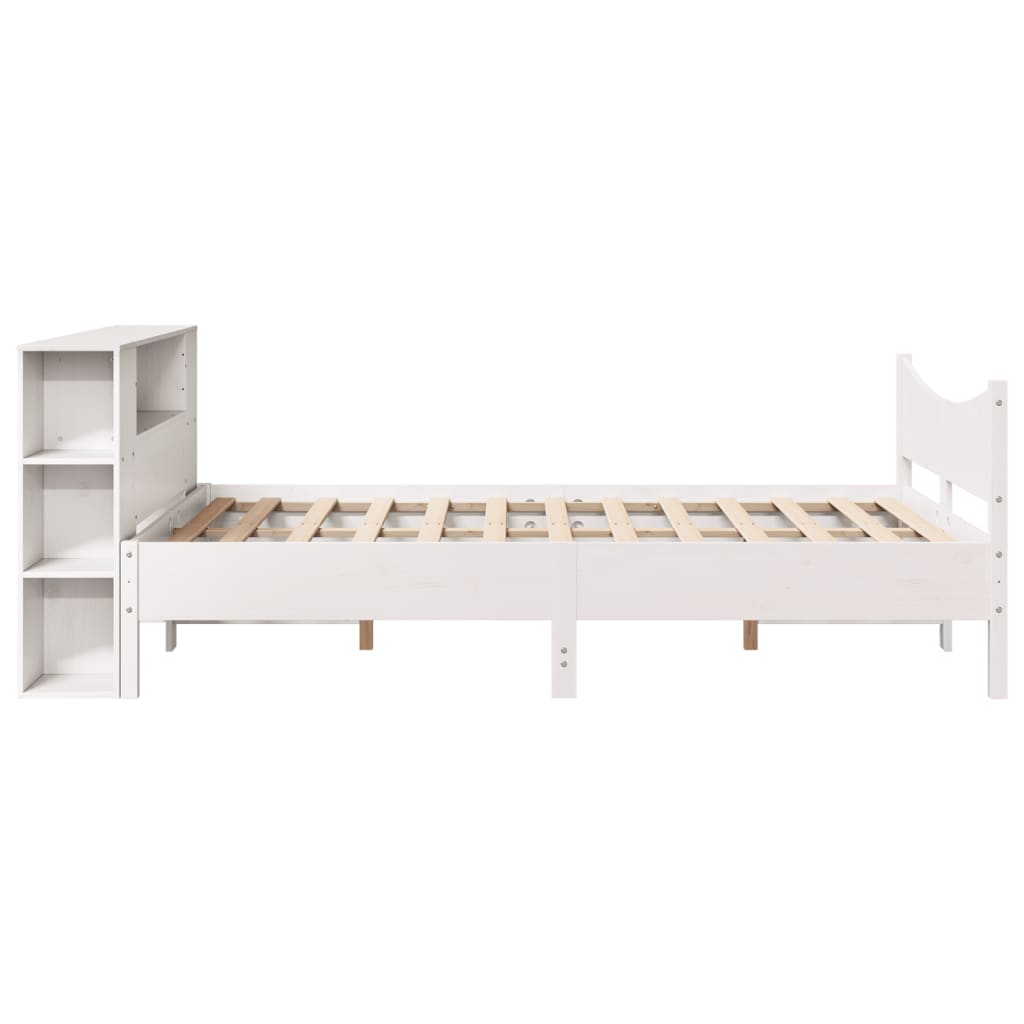 Bed Frame without Mattress White 150x200 cm King Size Solid Wood Pine