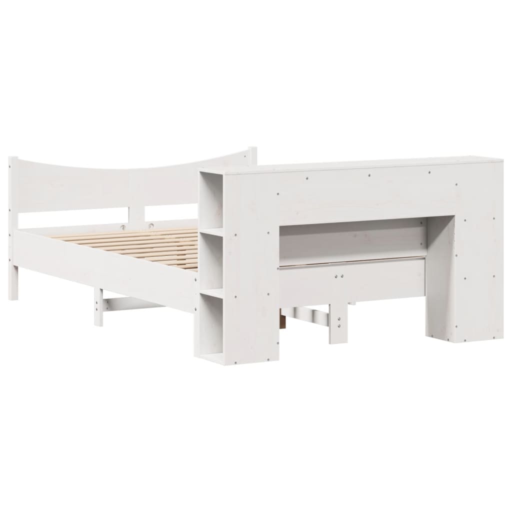 Bed Frame without Mattress White 150x200 cm King Size Solid Wood Pine
