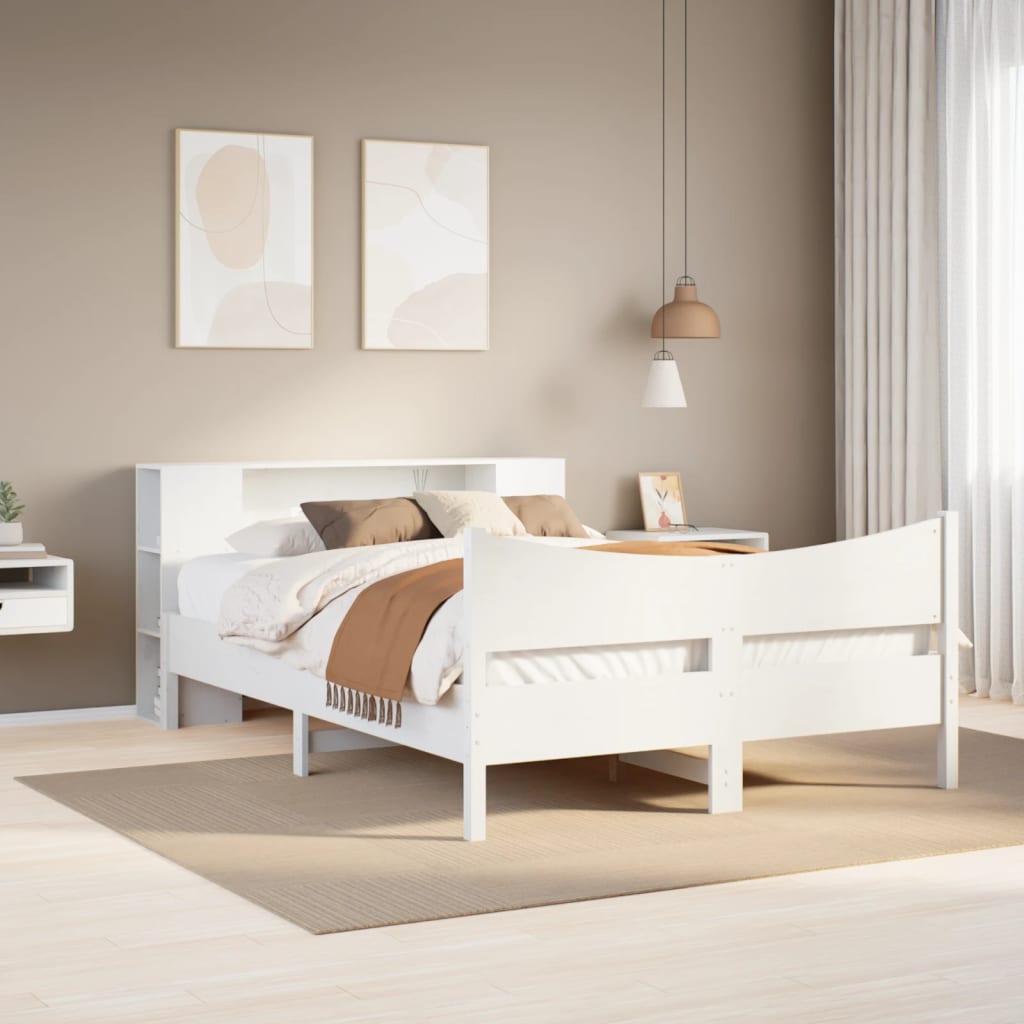 Bed Frame without Mattress White 140x190 cm Solid Wood Pine