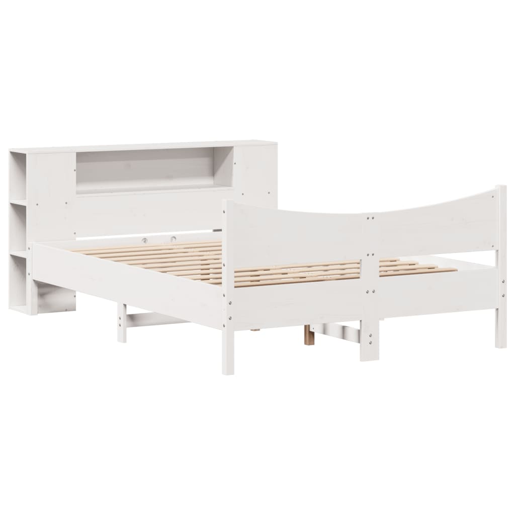 Bed Frame without Mattress White 135x190 cm Double Solid Wood Pine