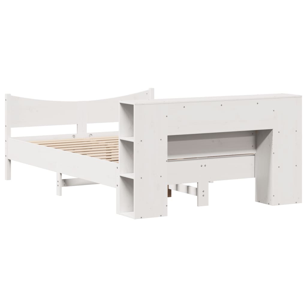 Bed Frame without Mattress White 135x190 cm Double Solid Wood Pine