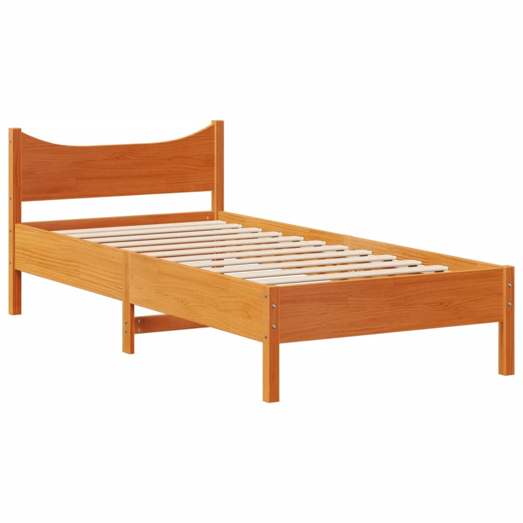 Bed Frame without Mattress Wax Brown 75x190 cm Small Single Solid Wood Pine