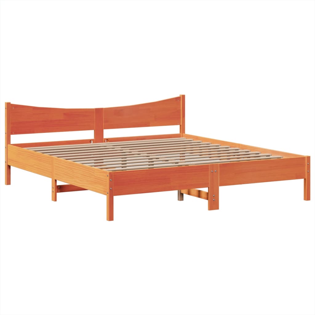 Bed Frame without Mattress Wax Brown 200x200 cm Solid Wood Pine
