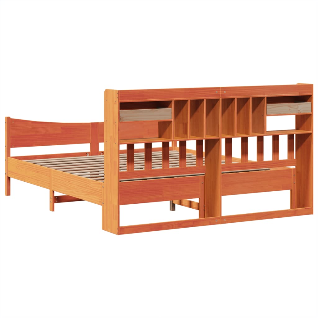 Bed Frame without Mattress Wax Brown 200x200 cm Solid Wood Pine