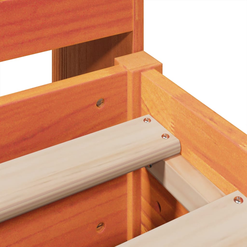 Bed Frame without Mattress Wax Brown 200x200 cm Solid Wood Pine