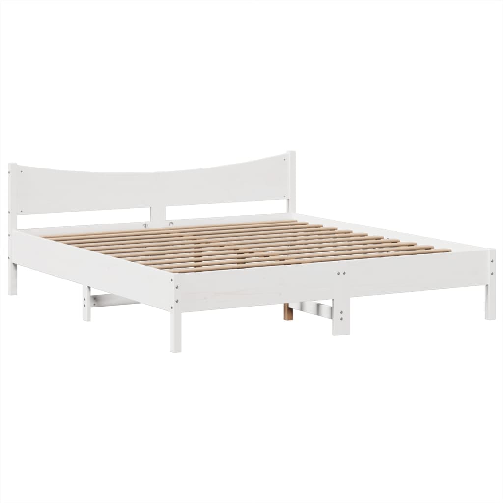Bed Frame without Mattress White 180x200 cm Super King Solid Wood Pine