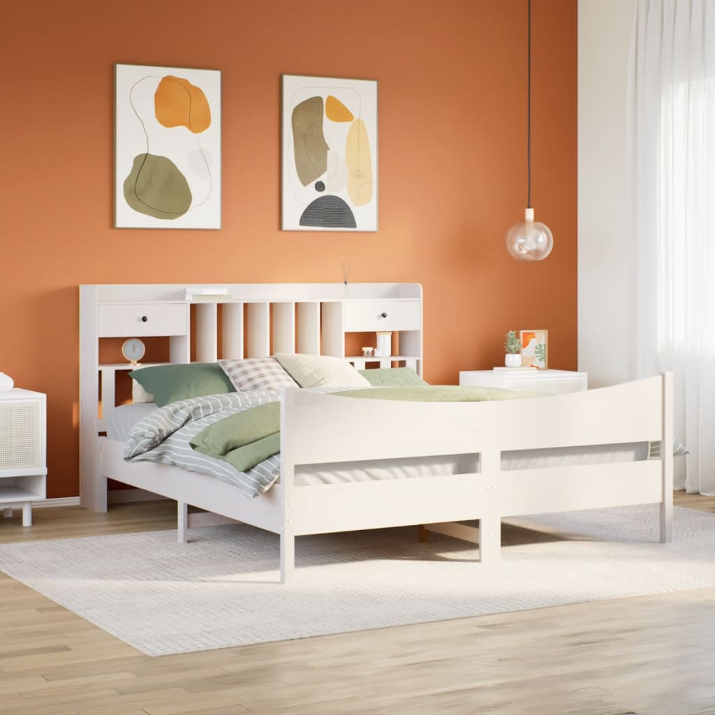 Bed Frame without Mattress White 180x200 cm Super King Solid Wood Pine